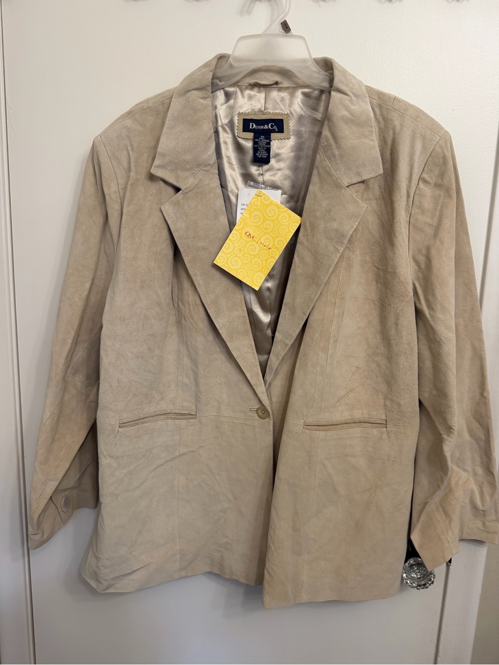 Denim&Co Beige Suede Blazer Jacket new w/tags